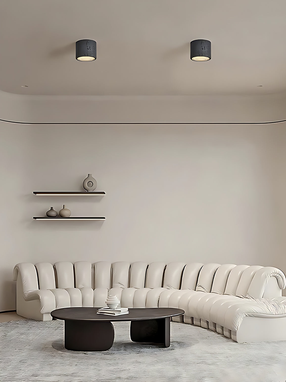 Cilindrische plafondlamp van travertijn – LED verlichting voor moderne interieurs | Sansoti
