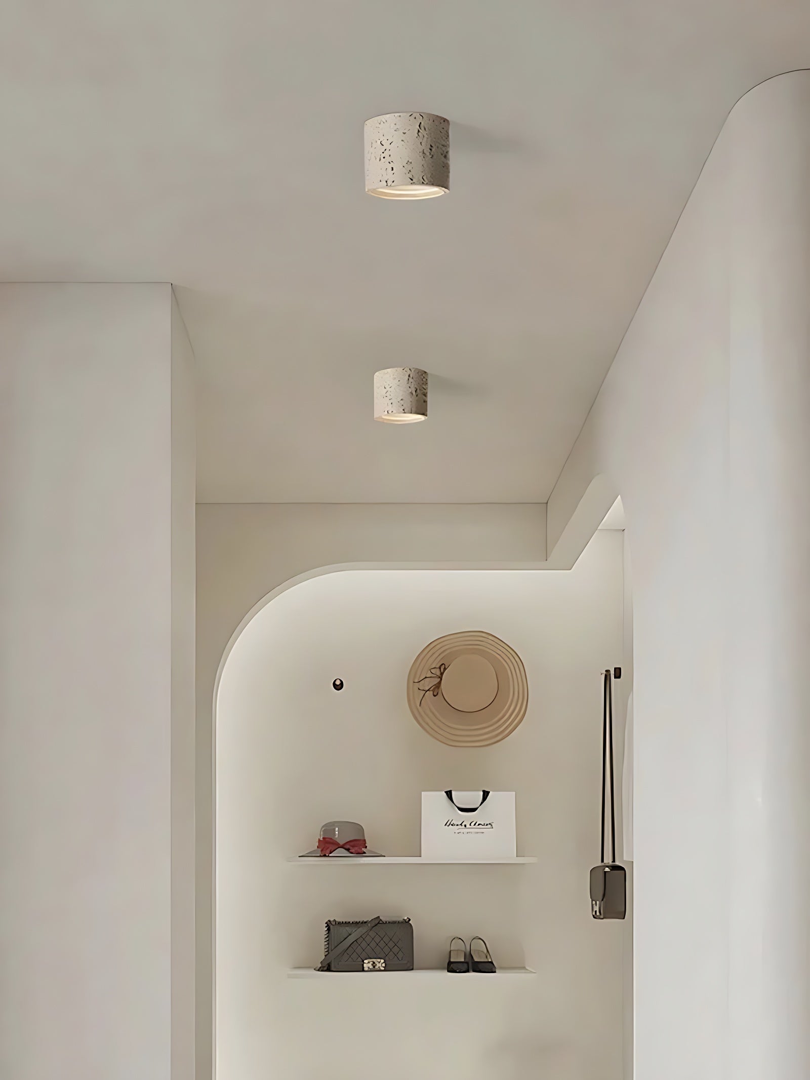 Cilindrische plafondlamp van travertijn – LED verlichting voor moderne interieurs | Sansoti