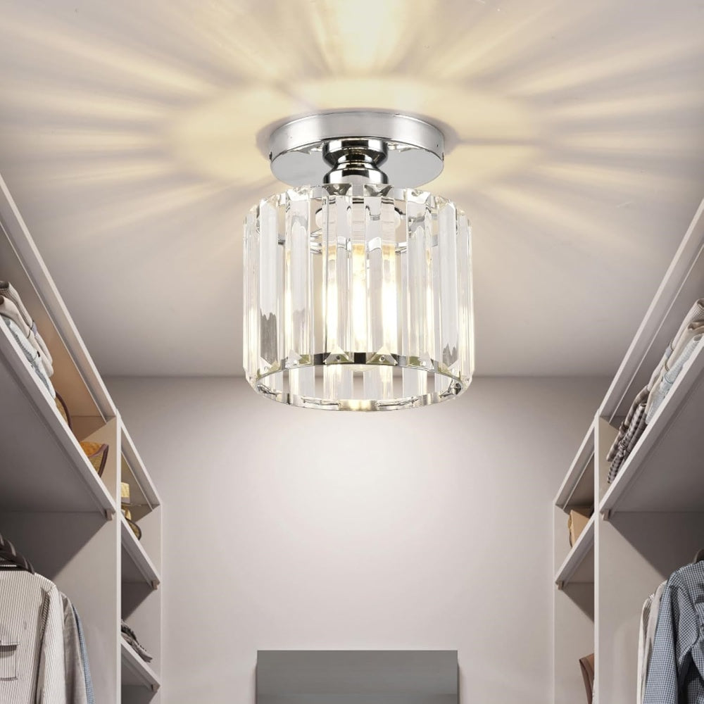 Plafondlamp Kristal Glas Modern Laag Profiel Zwart Goud E27 220V Hal Slaapkamer Woonkamer Chroom Verlichting | Sansoti