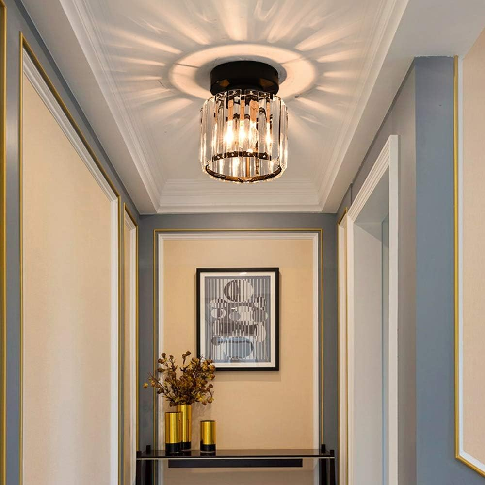 Plafondlamp Kristal Glas Modern Laag Profiel Zwart Goud E27 220V Hal Slaapkamer Woonkamer Chroom Verlichting | Sansoti