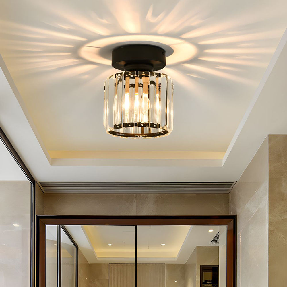 Plafondlamp Kristal Glas Modern Laag Profiel Zwart Goud E27 220V Hal Slaapkamer Woonkamer Chroom Verlichting | Sansoti