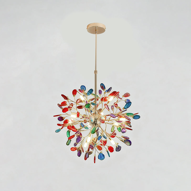 Hängelampe Kronleuchter Natur Achat Metall Gold Mehrfarbig G4 12-18 Leuchten Wohnzimmer | Restfield