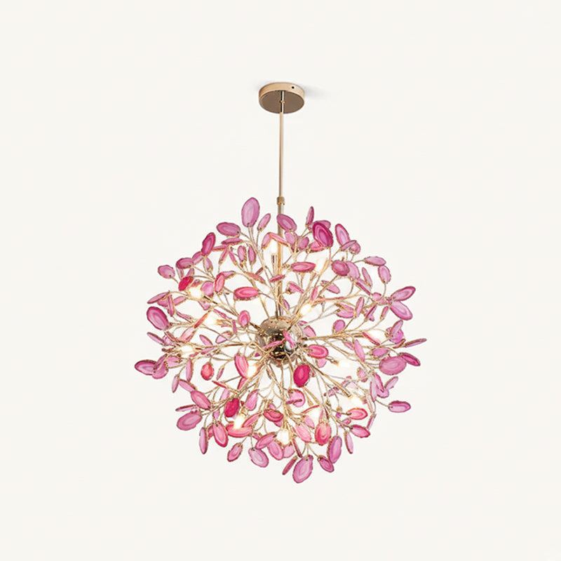Hängelampe Kronleuchter Natur Achat Metall Gold Mehrfarbig G4 12-18 Leuchten Wohnzimmer | Restfield
