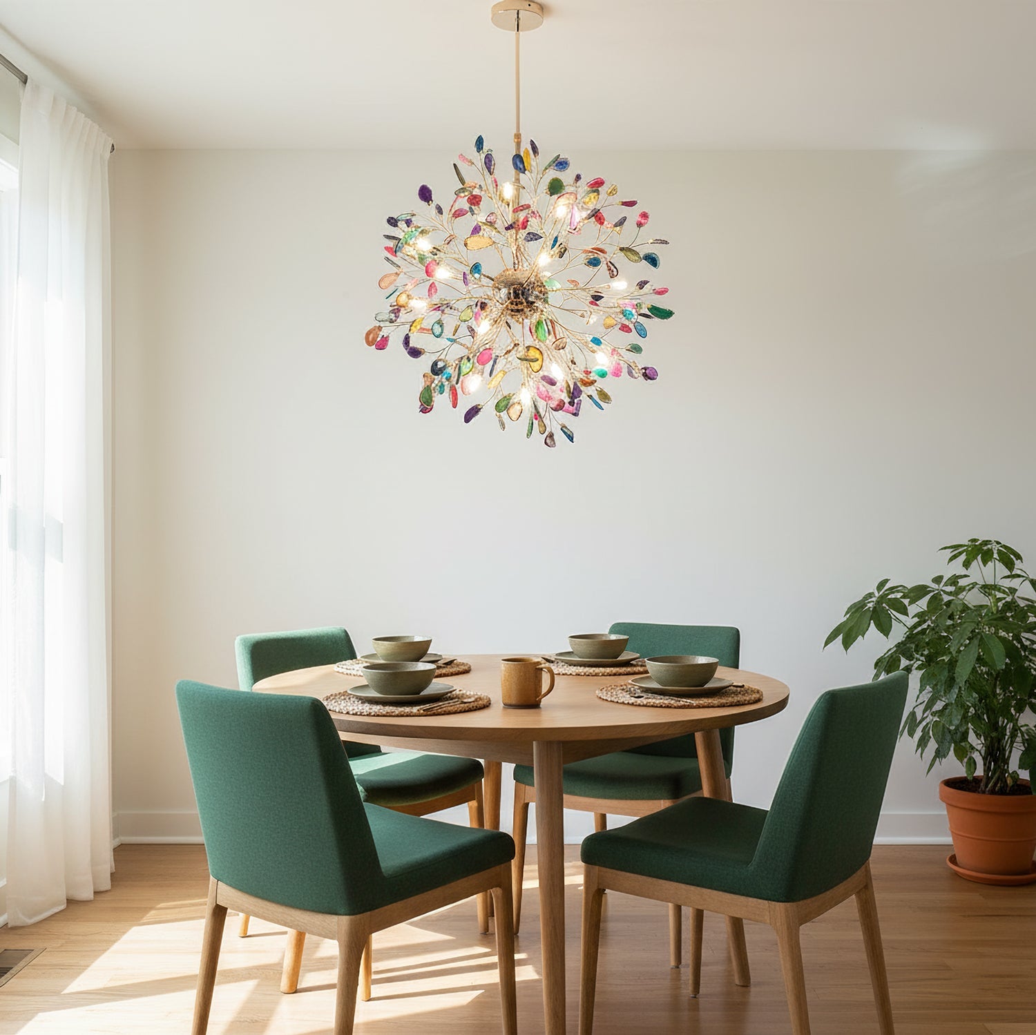 Hängelampe Kronleuchter Natur Achat Metall Gold Mehrfarbig G4 12-18 Leuchten Wohnzimmer | Restfield
