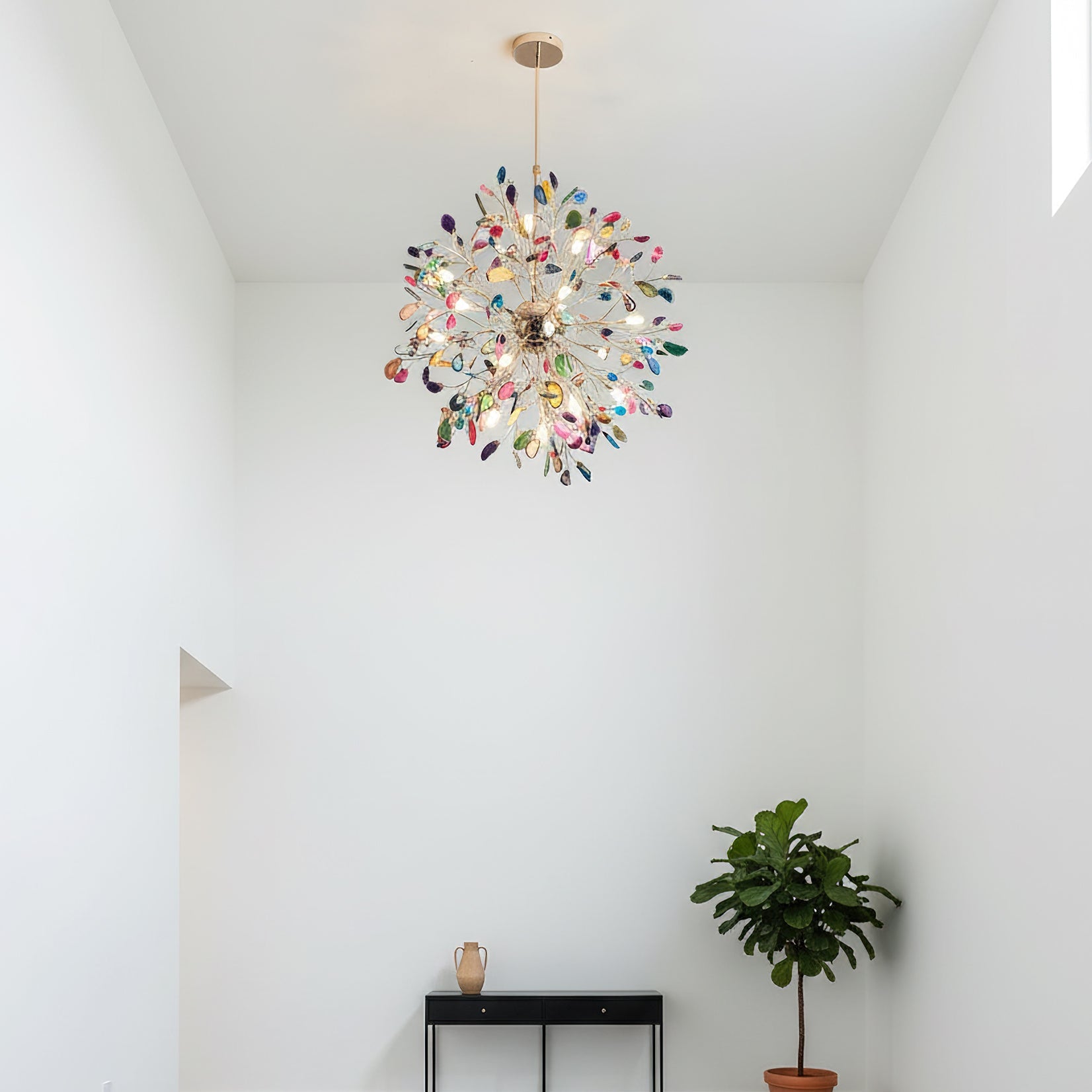 Hängelampe Kronleuchter Natur Achat Metall Gold Mehrfarbig G4 12-18 Leuchten Wohnzimmer | Restfield