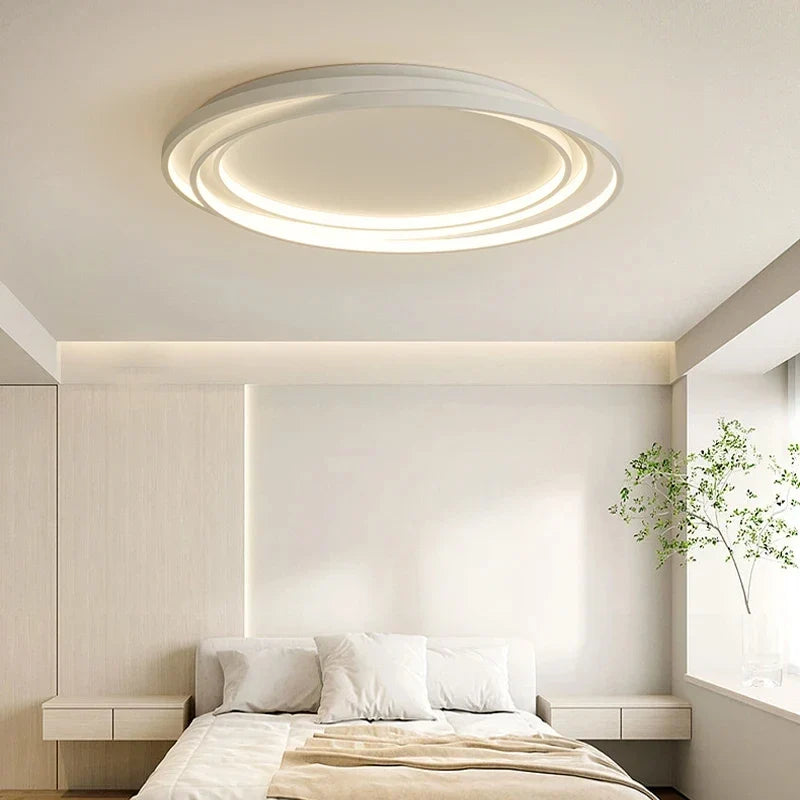 Runde Deckenleuchte aus Metall und Acryl, dimmbare LED, modernes Design, Wohnzimmer, Schlafzimmer, Esszimmer | Sansoti