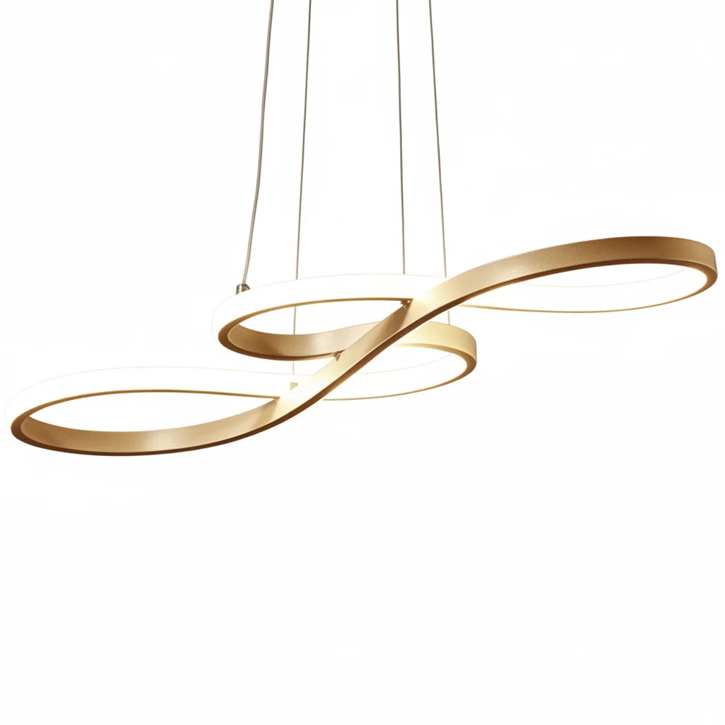 Suspension en aluminium noir et or, LED à intensité variable, 75 cm, salle à manger, salon, chambre, lustre au design moderne | Sansoti