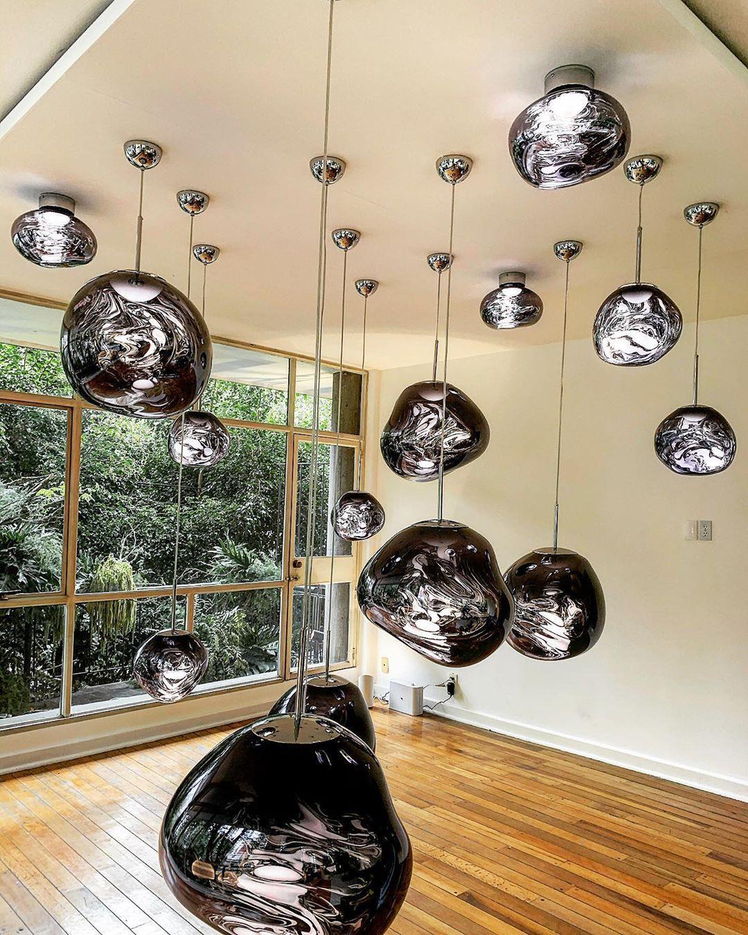 Hanglamp Modern Gesmolten Glas Effect ø18-48 cm Chroom Goud Rosé Goud met Spiegelreflectie voor Eetkamer Woonkamer | Sansoti