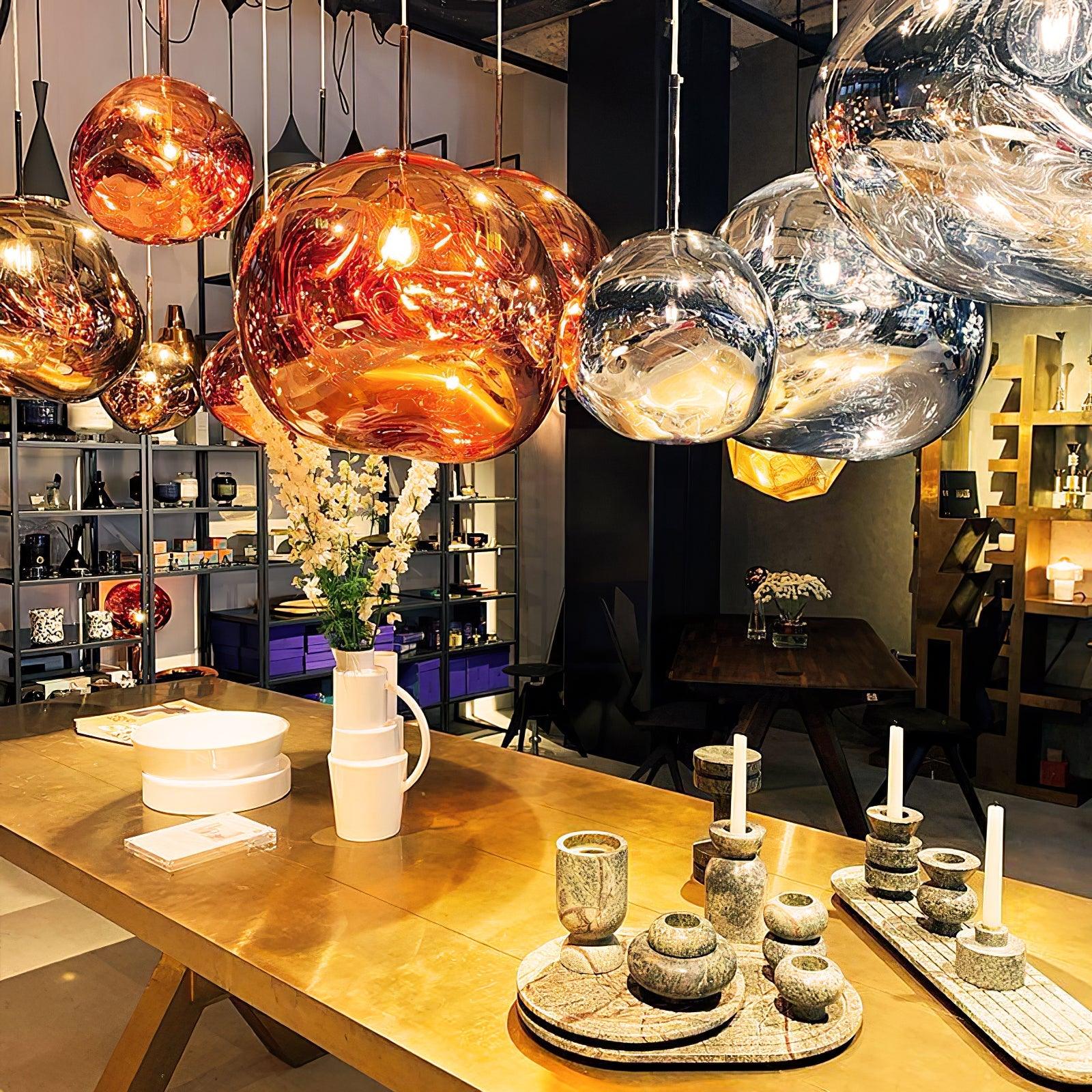 Hanglamp Modern Gesmolten Glas Effect ø18-48 cm Chroom Goud Rosé Goud met Spiegelreflectie voor Eetkamer Woonkamer | Sansoti