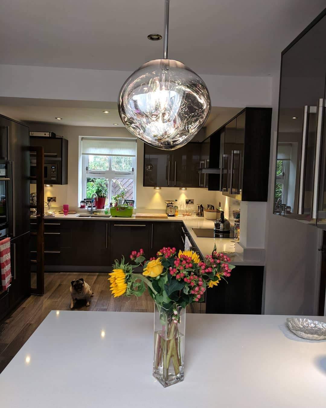 Hanglamp Modern Gesmolten Glas Effect ø18-48 cm Chroom Goud Rosé Goud met Spiegelreflectie voor Eetkamer Woonkamer | Sansoti