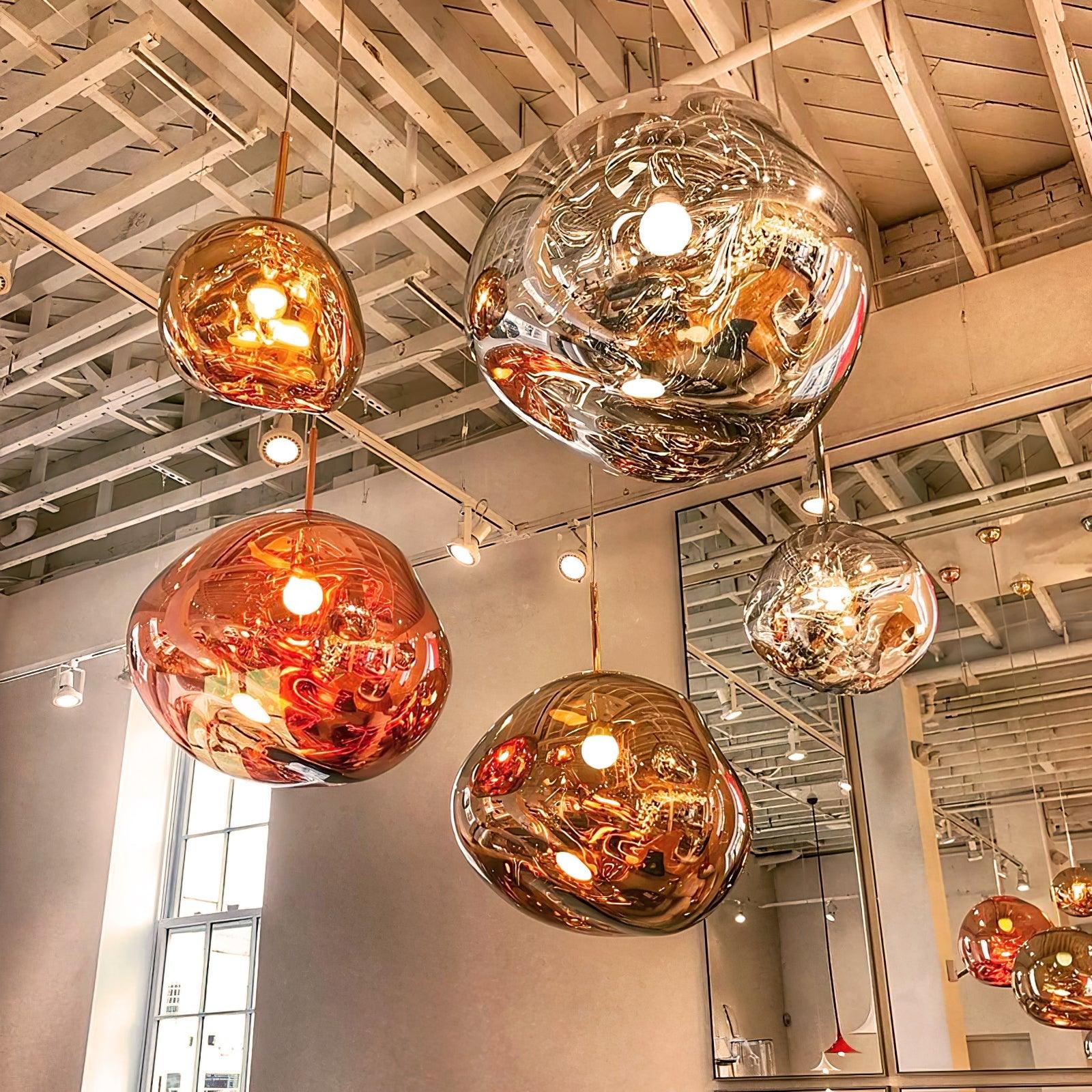 Hanglamp Modern Gesmolten Glas Effect ø18-48 cm Chroom Goud Rosé Goud met Spiegelreflectie voor Eetkamer Woonkamer | Sansoti