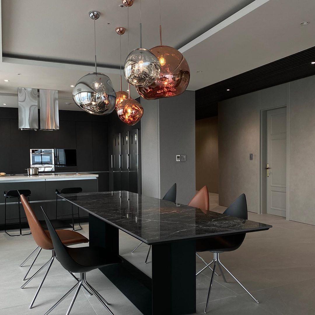 Hanglamp Modern Gesmolten Glas Effect ø18-48 cm Chroom Goud Rosé Goud met Spiegelreflectie voor Eetkamer Woonkamer | Sansoti