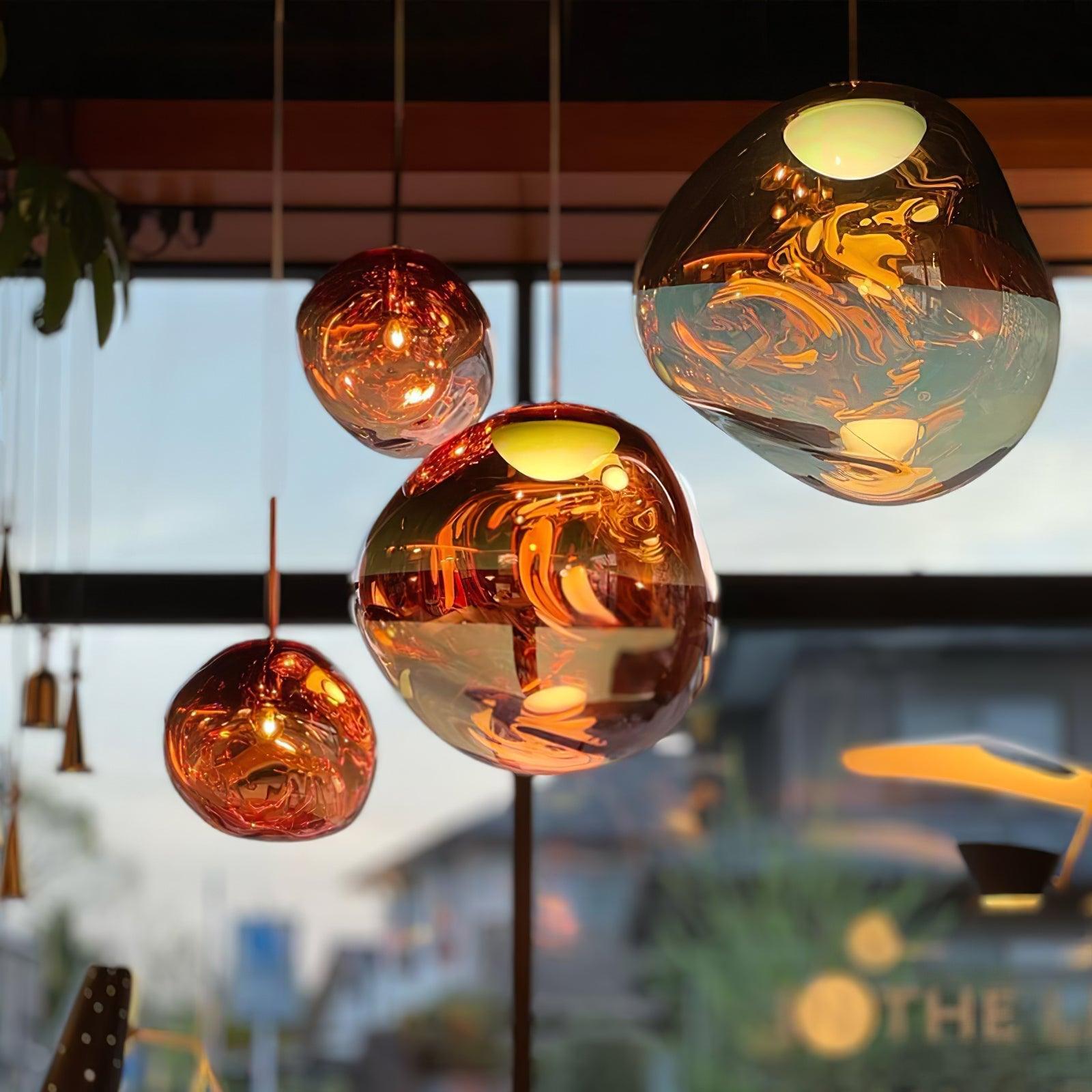 Hanglamp Modern Gesmolten Glas Effect ø18-48 cm Chroom Goud Rosé Goud met Spiegelreflectie voor Eetkamer Woonkamer | Sansoti