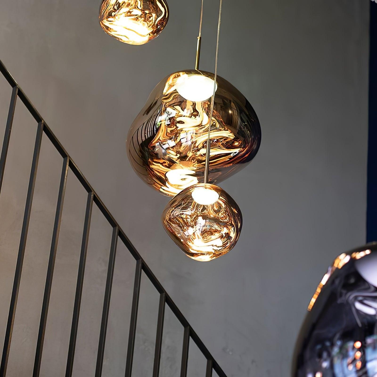 Hanglamp Modern Gesmolten Glas Effect ø18-48 cm Chroom Goud Rosé Goud met Spiegelreflectie voor Eetkamer Woonkamer | Sansoti
