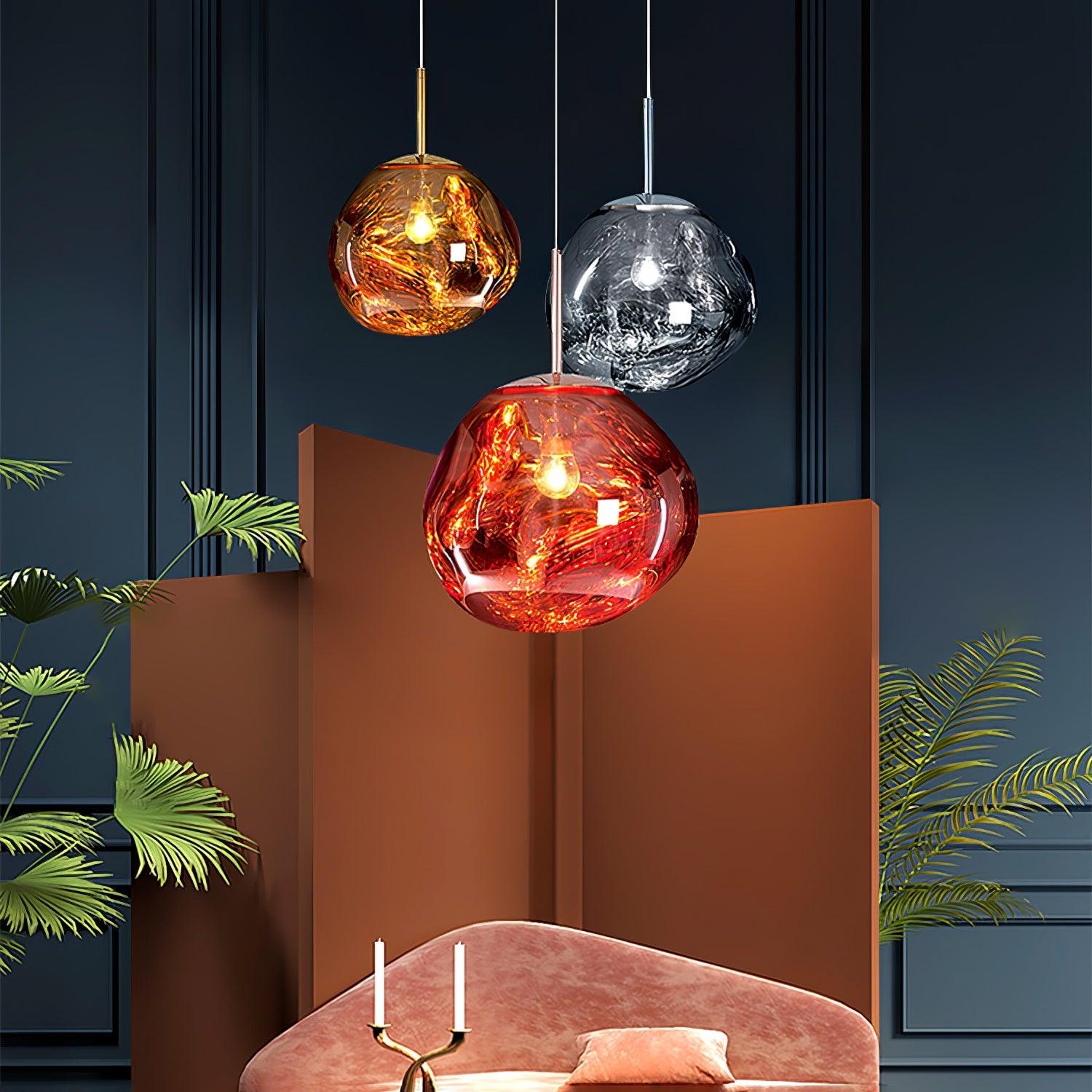 Hanglamp Modern Gesmolten Glas Effect ø18-48 cm Chroom Goud Rosé Goud met Spiegelreflectie voor Eetkamer Woonkamer | Sansoti
