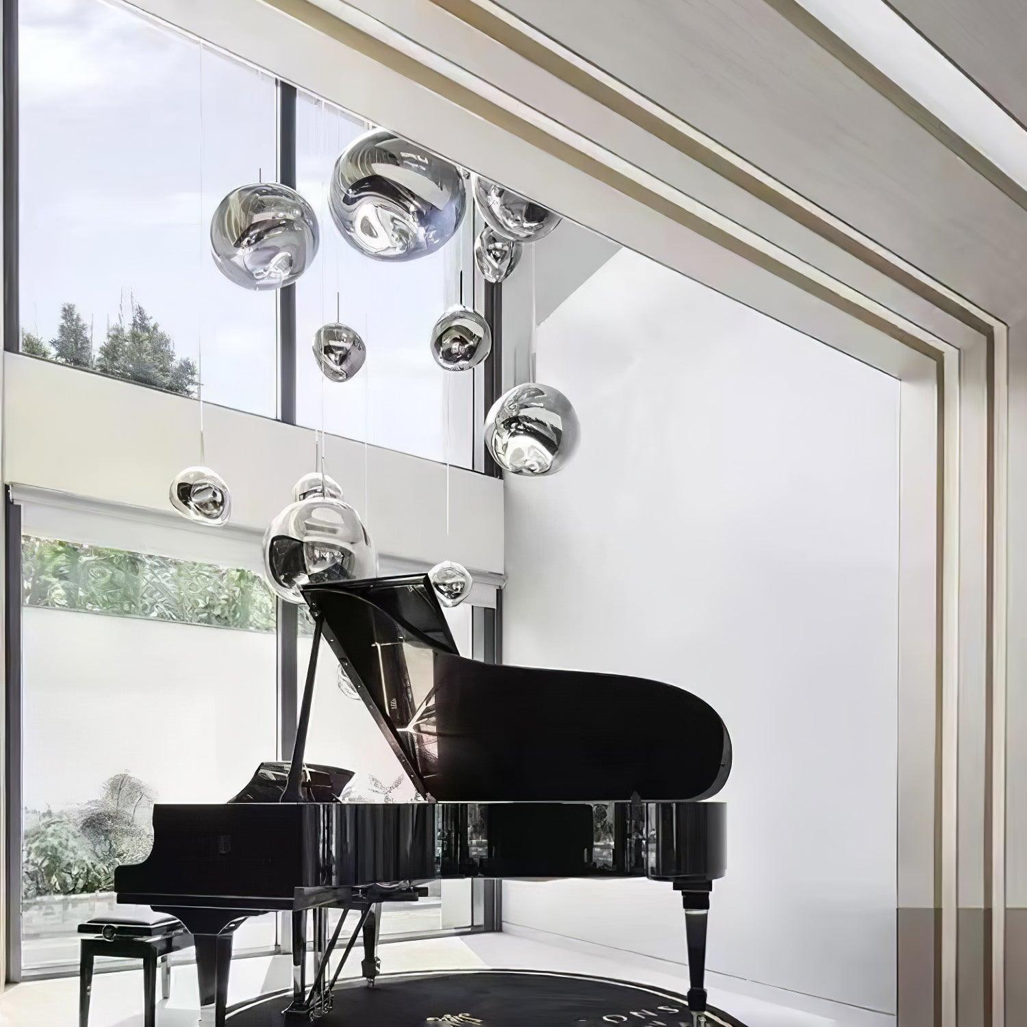 Hanglamp Modern Gesmolten Glas Effect ø18-48 cm Chroom Goud Rosé Goud met Spiegelreflectie voor Eetkamer Woonkamer | Sansoti