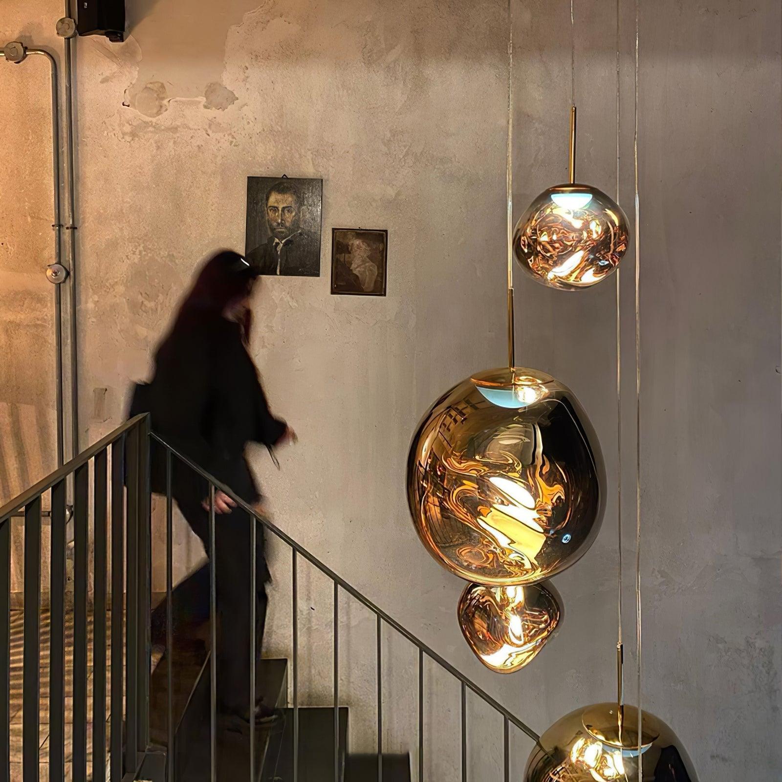 Hanglamp Modern Gesmolten Glas Effect ø18-48 cm Chroom Goud Rosé Goud met Spiegelreflectie voor Eetkamer Woonkamer | Sansoti