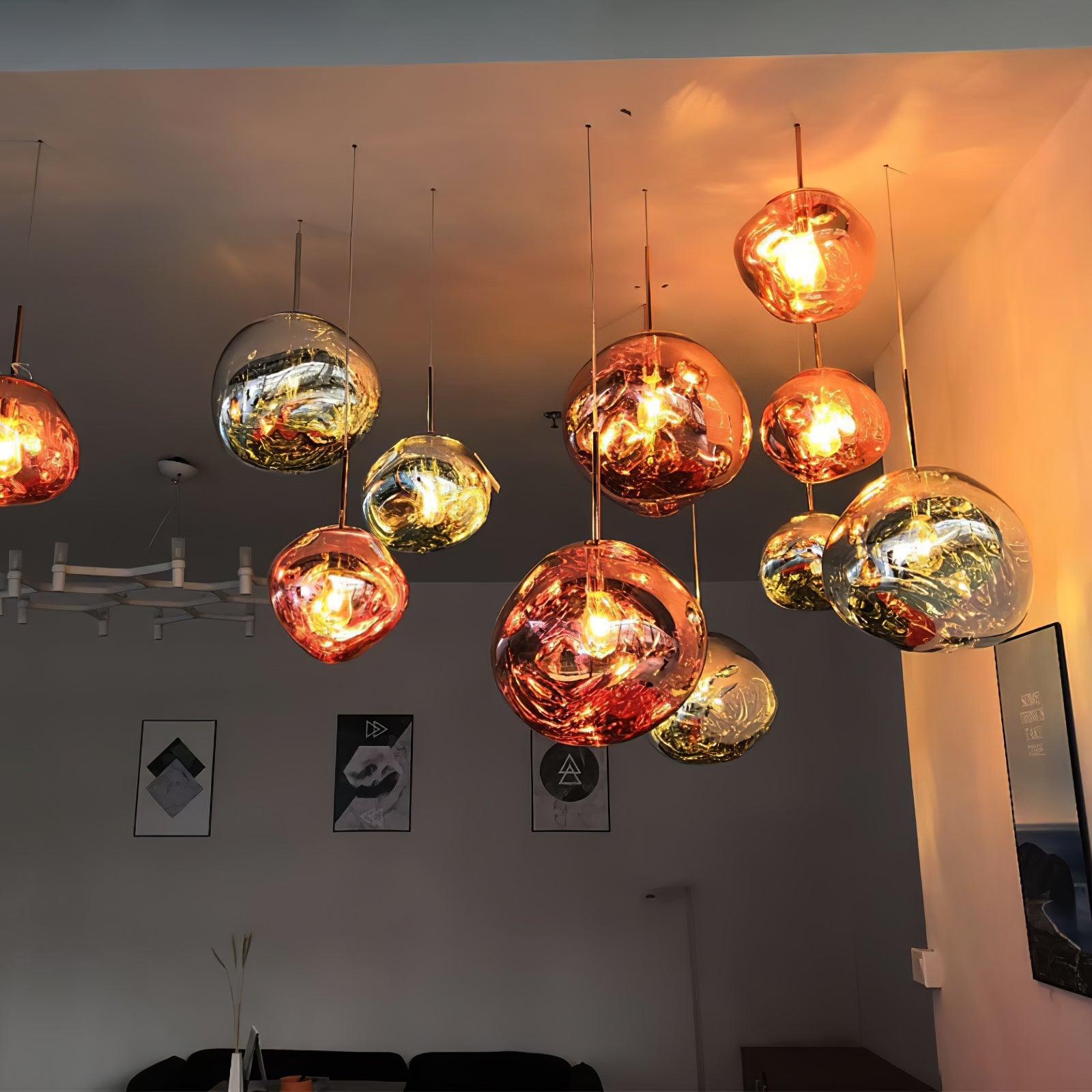 Hanglamp Modern Gesmolten Glas Effect ø18-48 cm Chroom Goud Rosé Goud met Spiegelreflectie voor Eetkamer Woonkamer | Sansoti