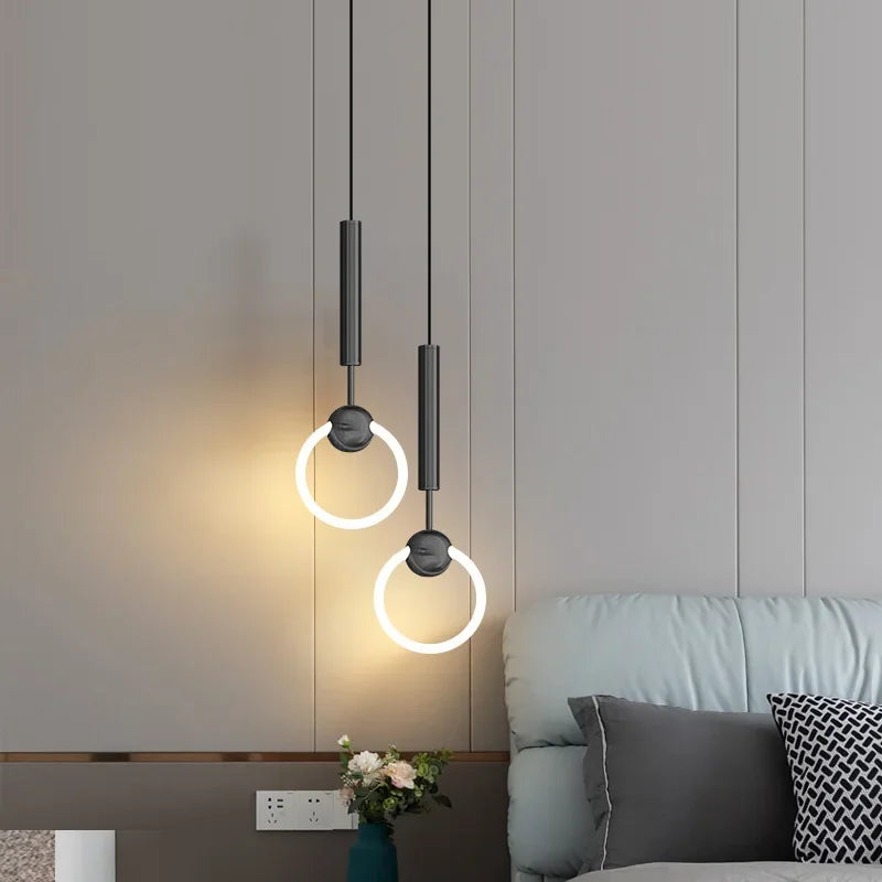 Runde Hängeleuchte mit LED-Ring Aluminium Gold Schwarz Verstellbar Esszimmer Schlafzimmer Wohnzimmer Modernes Design | Sansoti