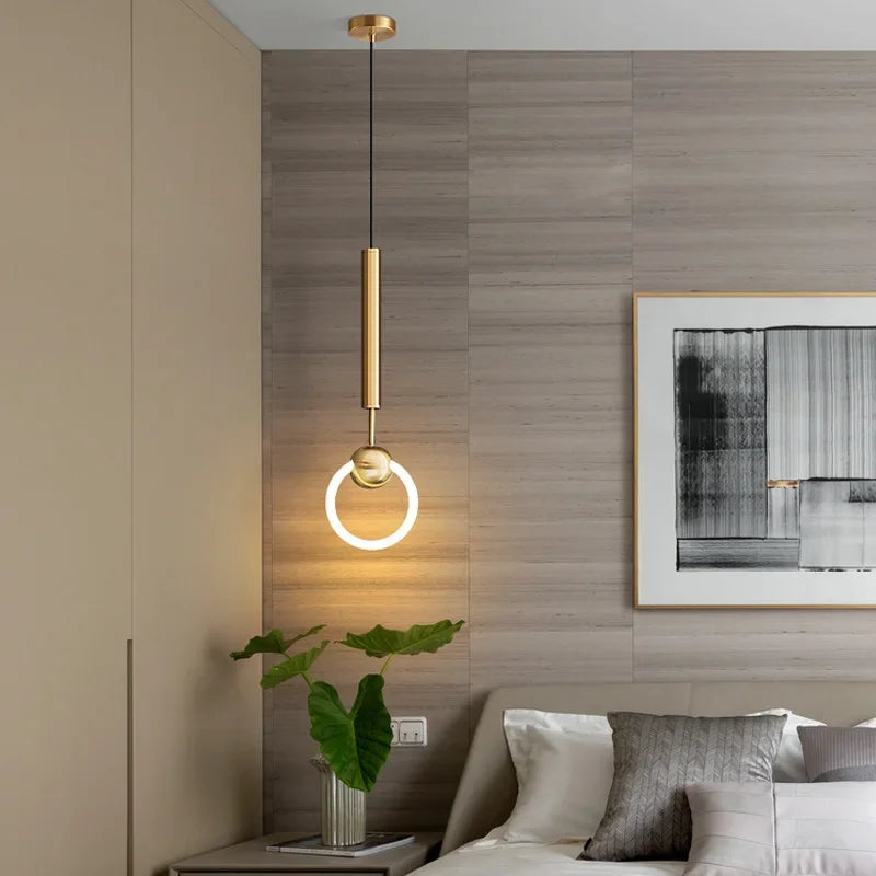 Runde Hängeleuchte mit LED-Ring Aluminium Gold Schwarz Verstellbar Esszimmer Schlafzimmer Wohnzimmer Modernes Design | Sansoti