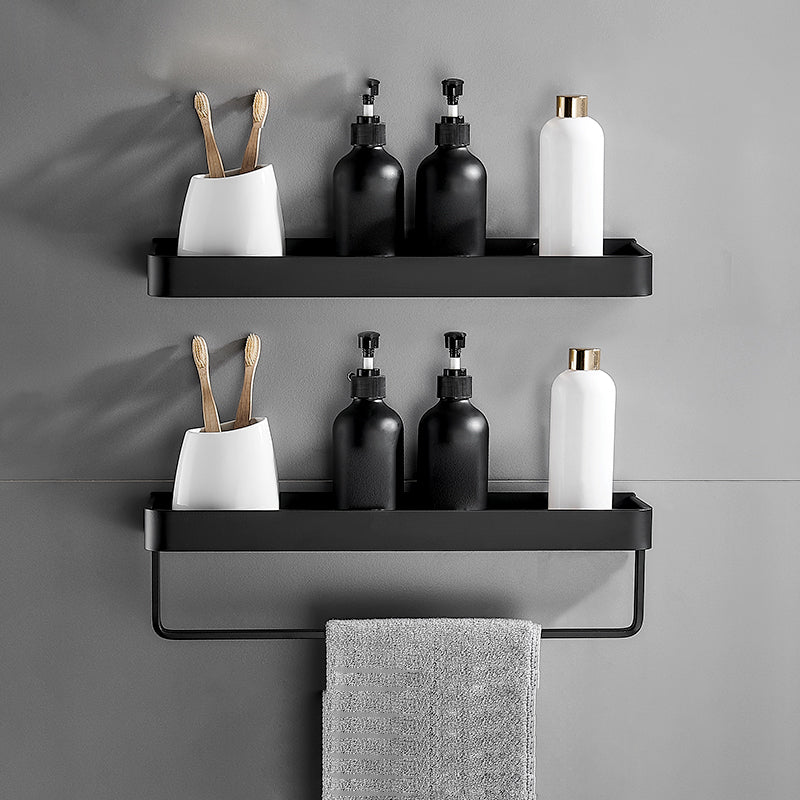 Aluminium Wandrek Mat Zwart 30-60cm met Bevestigingsopties – Multifunctionele Opbergruimte voor Badkamer en Douchezone | Sansoti