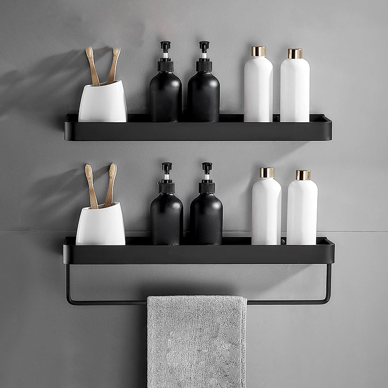 Aluminium Wandrek Mat Zwart 30-60cm met Bevestigingsopties – Multifunctionele Opbergruimte voor Badkamer en Douchezone | Sansoti