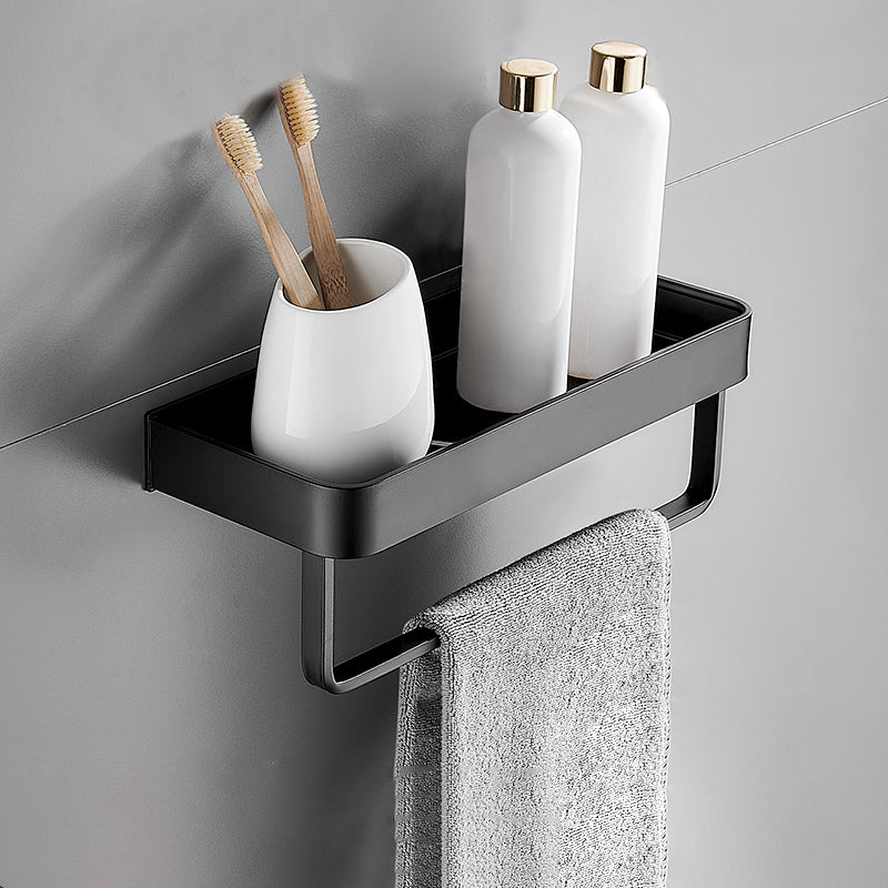 Aluminium Wandrek Mat Zwart 30-60cm met Bevestigingsopties – Multifunctionele Opbergruimte voor Badkamer en Douchezone | Sansoti