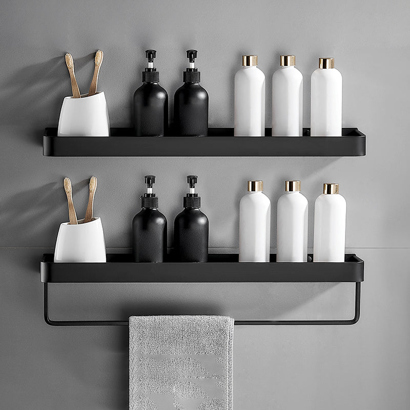 Aluminium Wandrek Mat Zwart 30-60cm met Bevestigingsopties – Multifunctionele Opbergruimte voor Badkamer en Douchezone | Sansoti