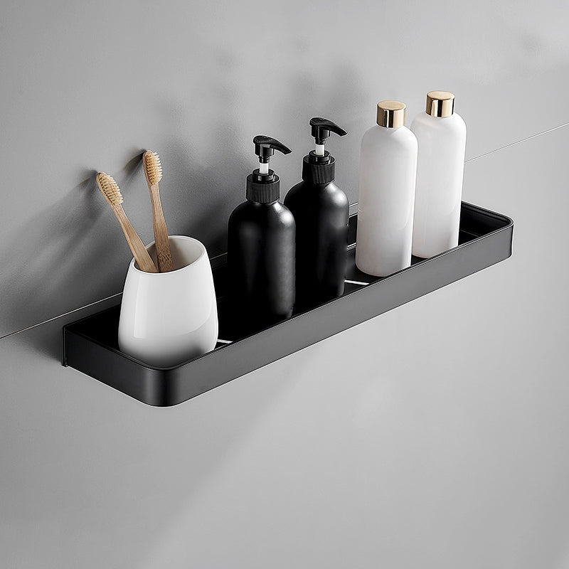 Aluminium Wandrek Mat Zwart 30-60cm met Bevestigingsopties – Multifunctionele Opbergruimte voor Badkamer en Douchezone | Sansoti
