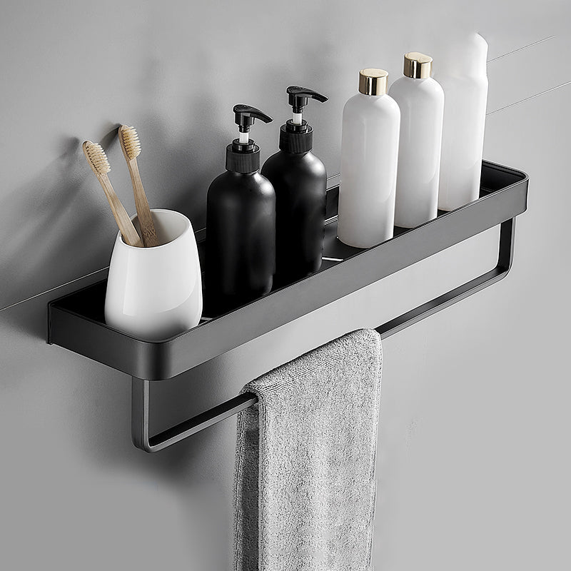 Aluminium Wandrek Mat Zwart 30-60cm met Bevestigingsopties – Multifunctionele Opbergruimte voor Badkamer en Douchezone | Sansoti