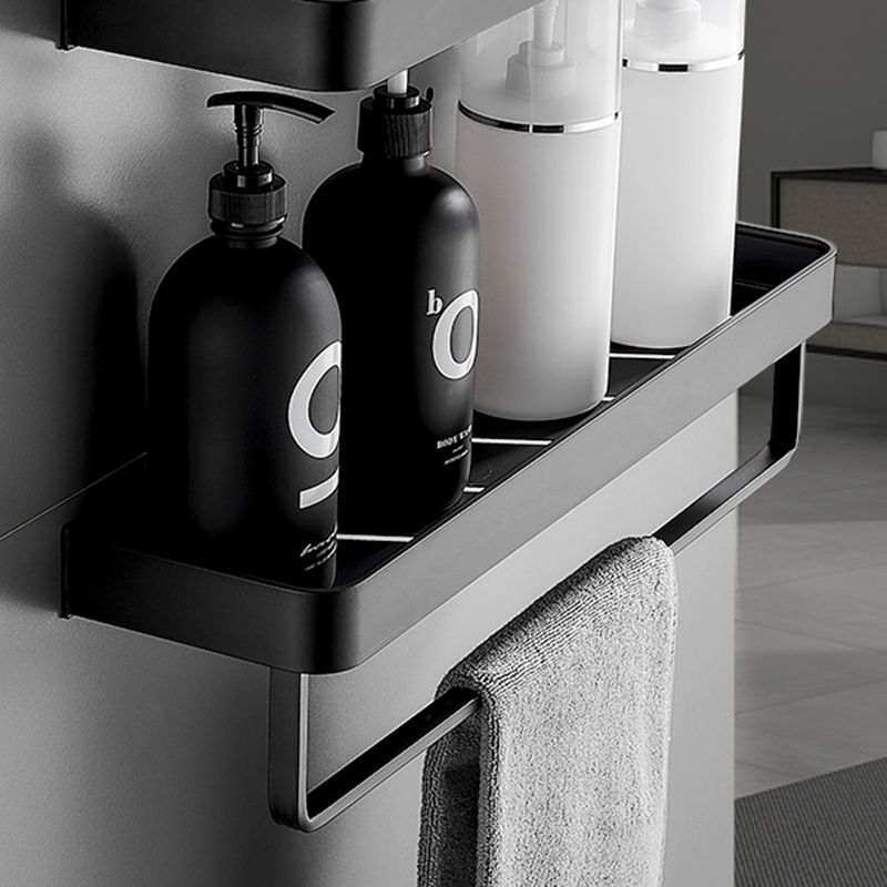 Aluminium Wandrek Mat Zwart 30-60cm met Bevestigingsopties – Multifunctionele Opbergruimte voor Badkamer en Douchezone | Sansoti