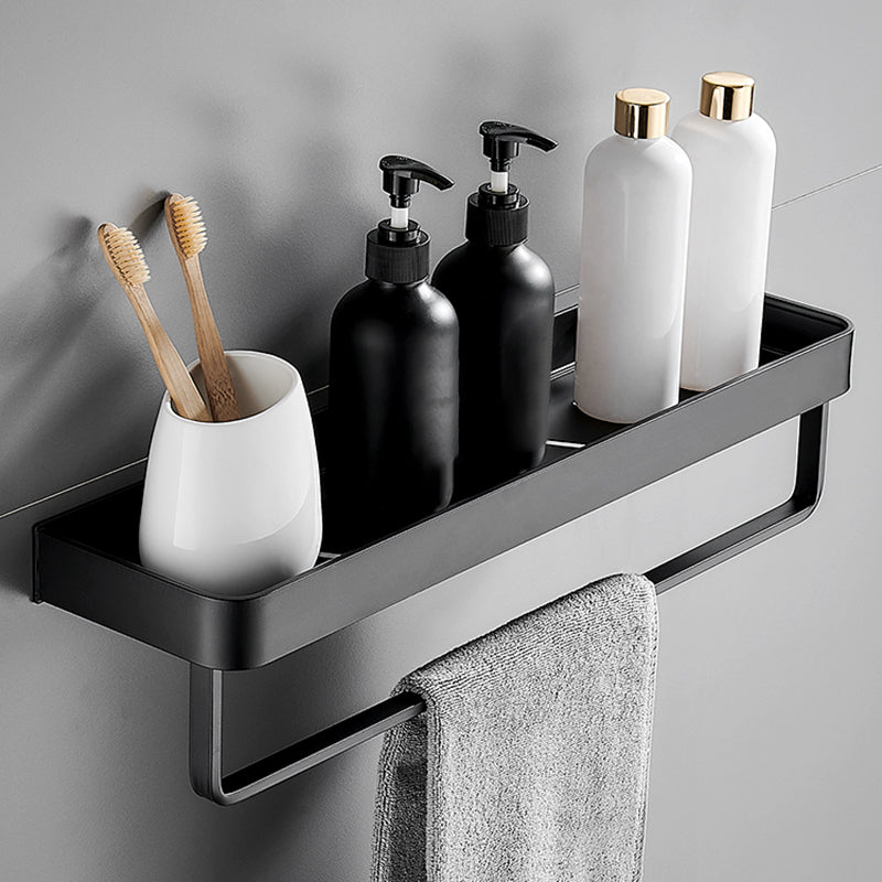Aluminium Wandrek Mat Zwart 30-60cm met Bevestigingsopties – Multifunctionele Opbergruimte voor Badkamer en Douchezone | Sansoti