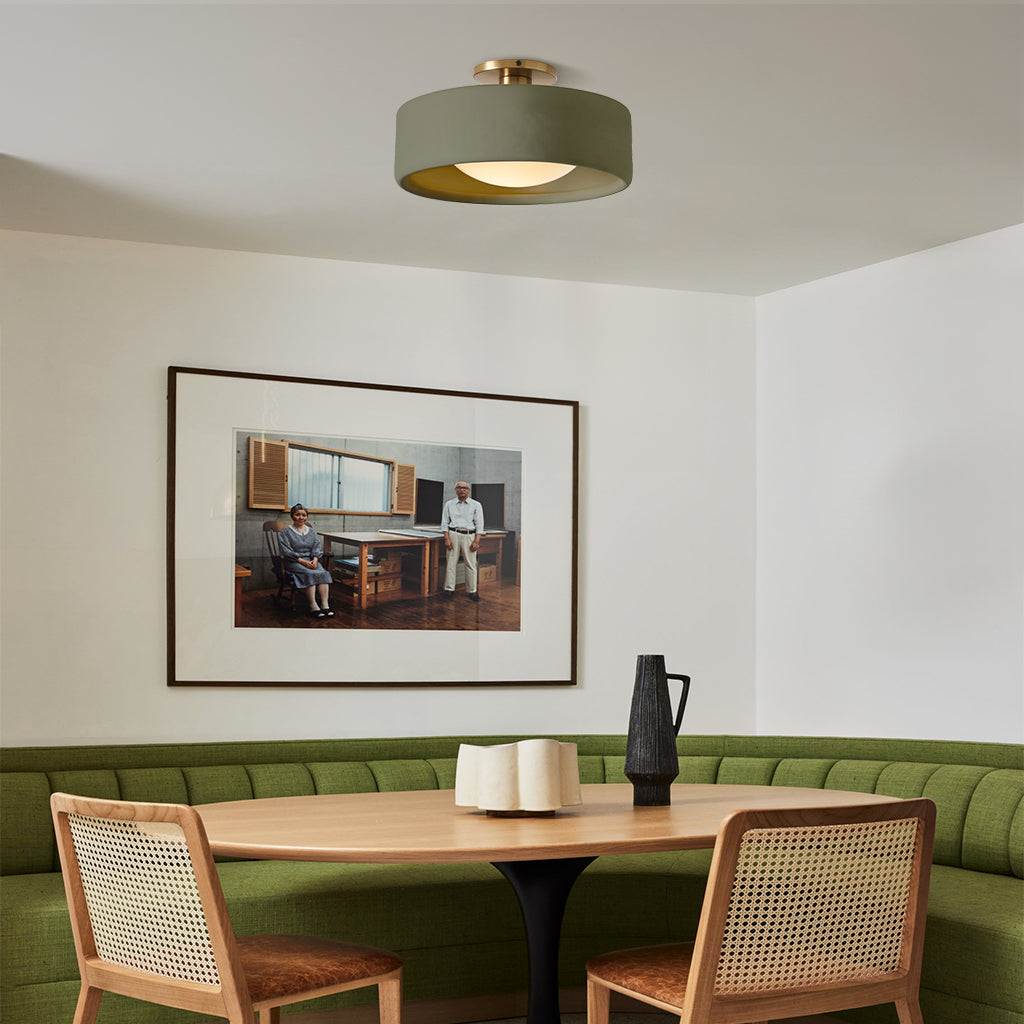 Keramische Plafondlamp Scandinavisch Design met Halfrond Porselein Kap | Sansoti
