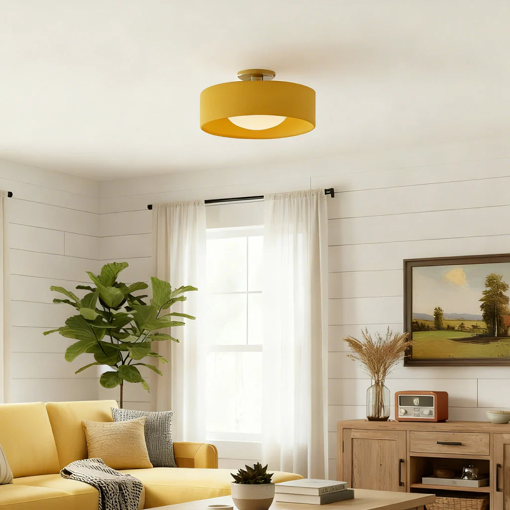 Keramische Plafondlamp Scandinavisch Design met Halfrond Porselein Kap | Sansoti