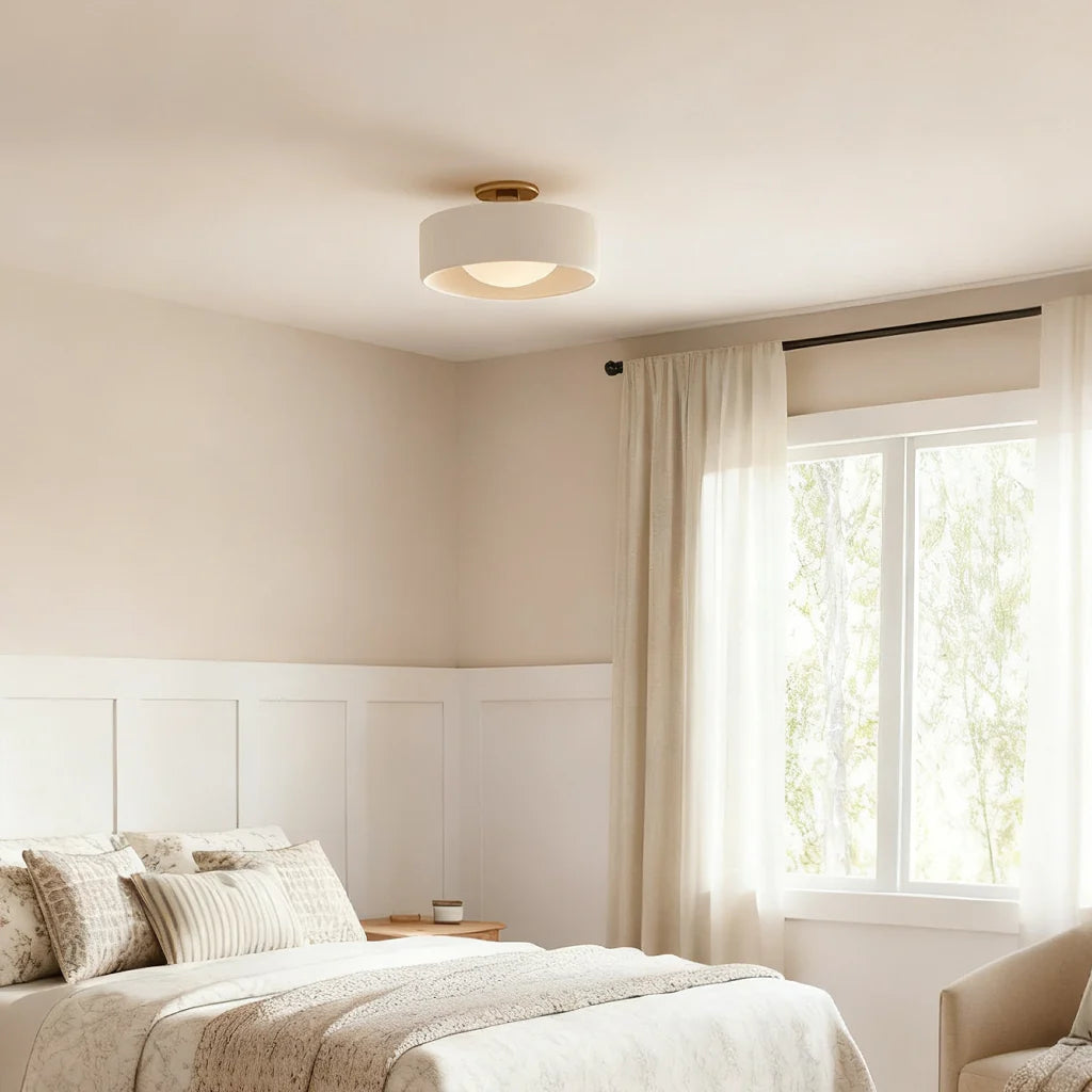 Keramische Plafondlamp Scandinavisch Design met Halfrond Porselein Kap | Sansoti