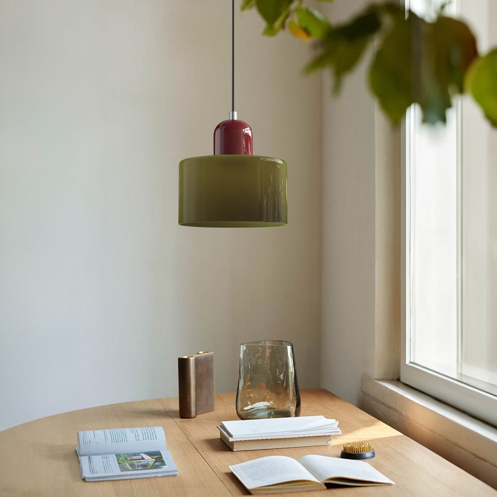 Glass Pendant Lamp Bauhaus Style Handwoven Finish Dining Room Living Room | Sansoti