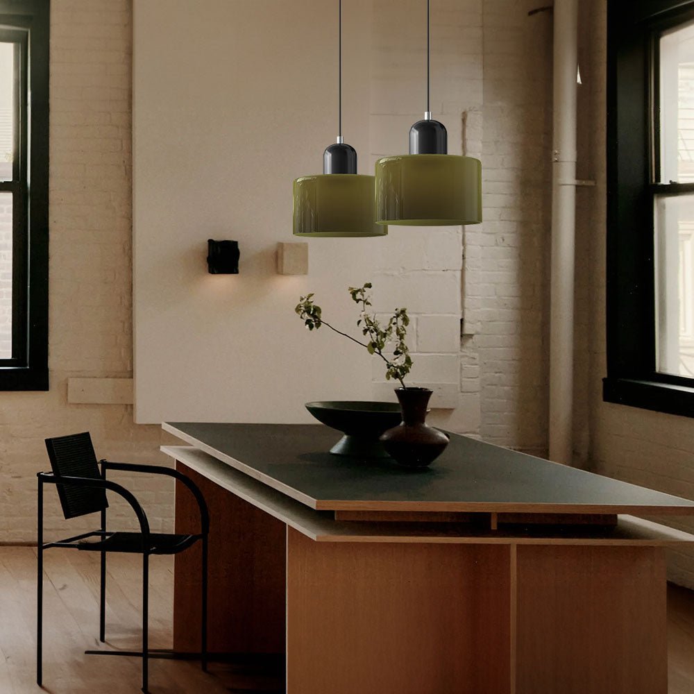 Glass Pendant Lamp Bauhaus Style Handwoven Finish Dining Room Living Room | Sansoti