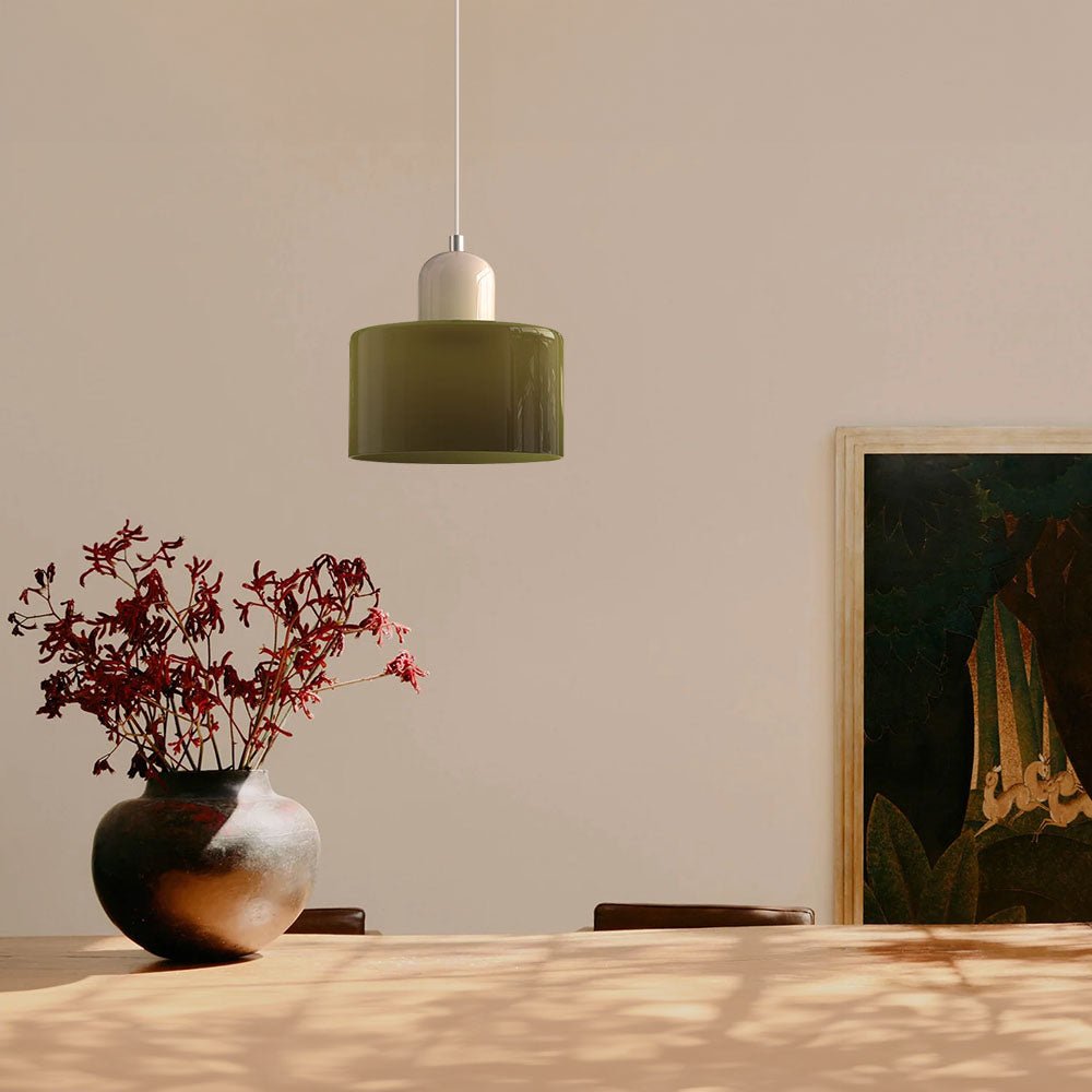 Glass Pendant Lamp Bauhaus Style Handwoven Finish Dining Room Living Room | Sansoti