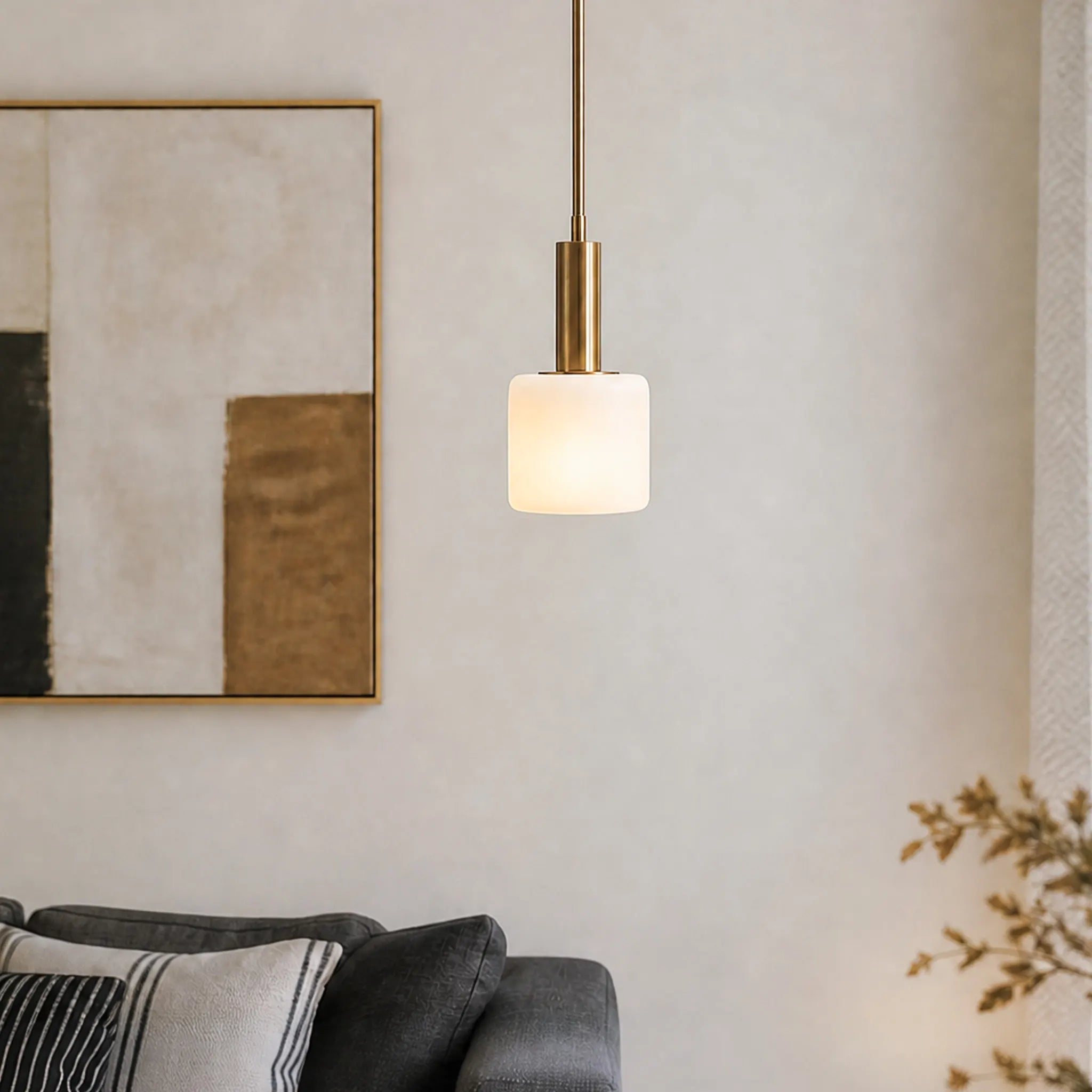 Moderne Witte Porseleinen Hanglamp met Metalen Accent | Scandinavisch Design 14" | Sansoti