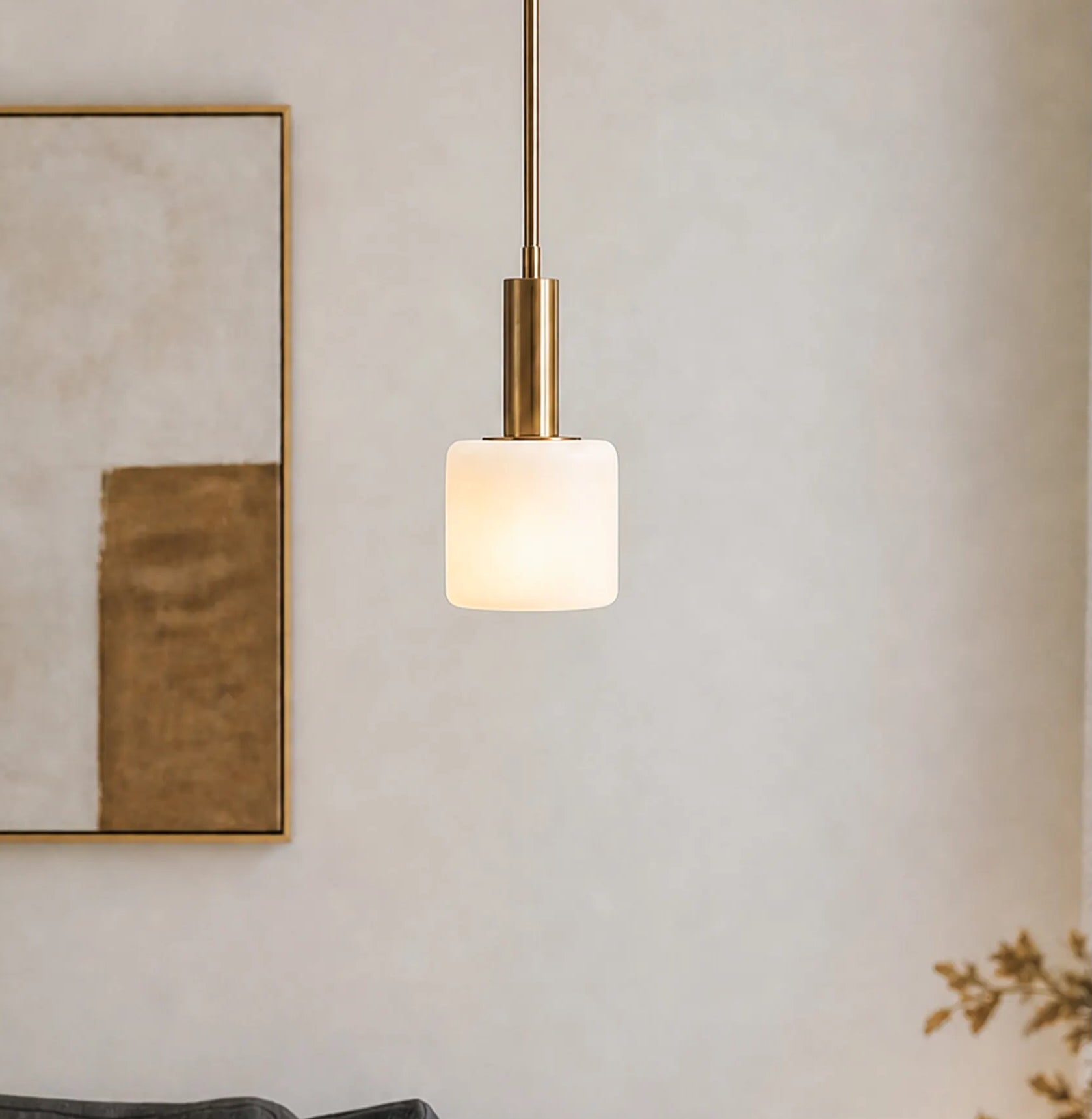 Moderne Witte Porseleinen Hanglamp met Metalen Accent | Scandinavisch Design 14" | Sansoti