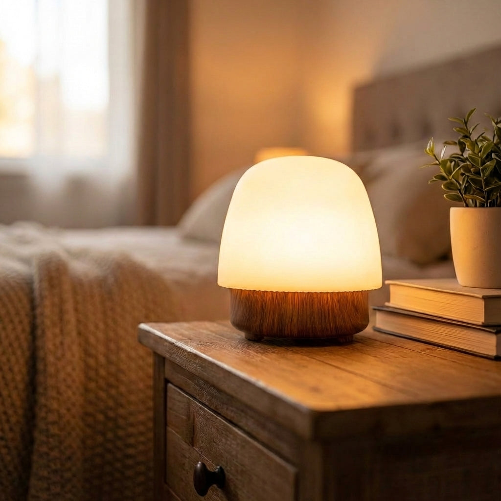 Nachtlamp Paddenstoel Siliconen Hout LED Dimbaar Kleurtemperatuur Instelbaar Slaapkamer Kinderkamer Bureaulamp Nachtlampje | Sansoti