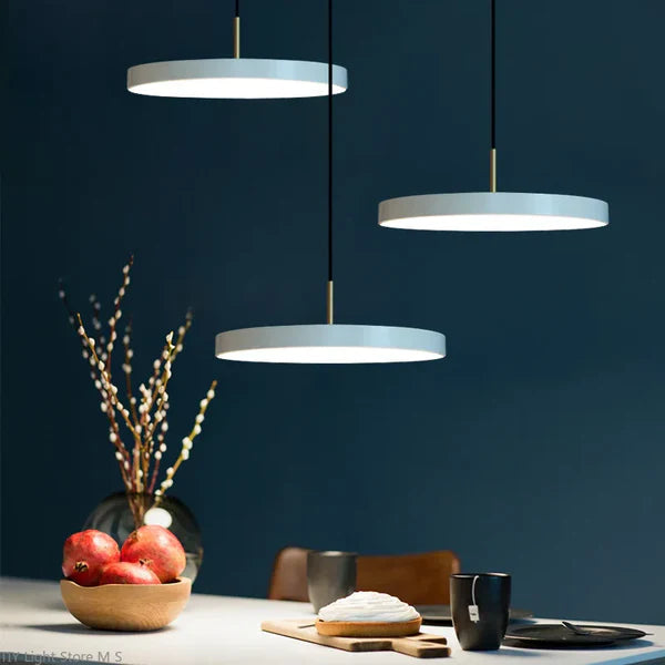 Scandinavische Hanglamp Met Platte Schijfvorm En Warme LED Verlichting Voor Eettafel Woonkamer En Slaapkamer | Sansoti