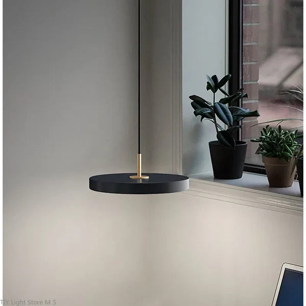 Scandinavische Hanglamp Met Platte Schijfvorm En Warme LED Verlichting Voor Eettafel Woonkamer En Slaapkamer | Sansoti