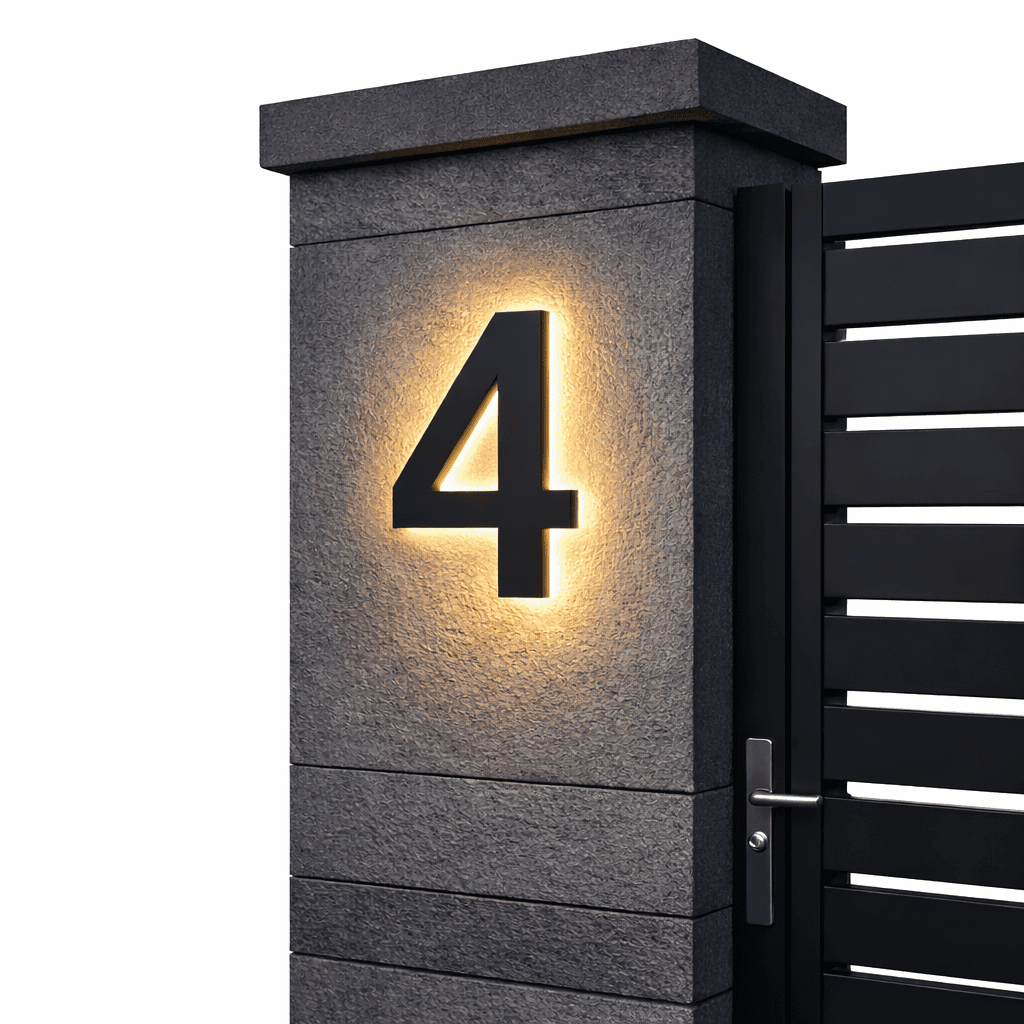 Illuminated Stainless Steel House Numbers for Modern Facades – LED Wall Lighting with IP68 Waterproof Protection & Energy-Efficient Lighting | Sansoti