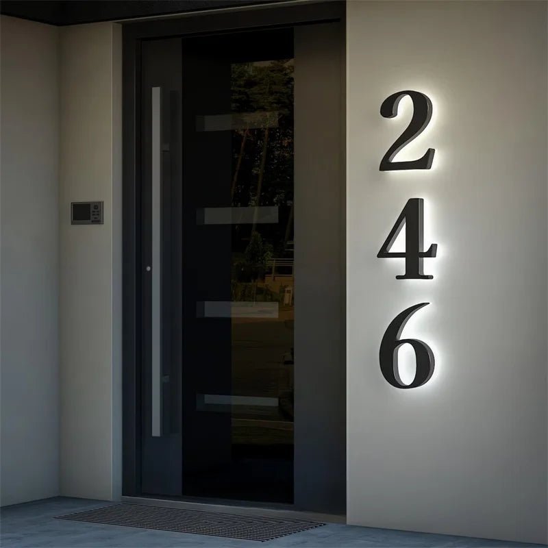 Illuminated Stainless Steel House Numbers for Modern Facades – LED Wall Lighting with IP68 Waterproof Protection & Energy-Efficient Lighting | Sansoti