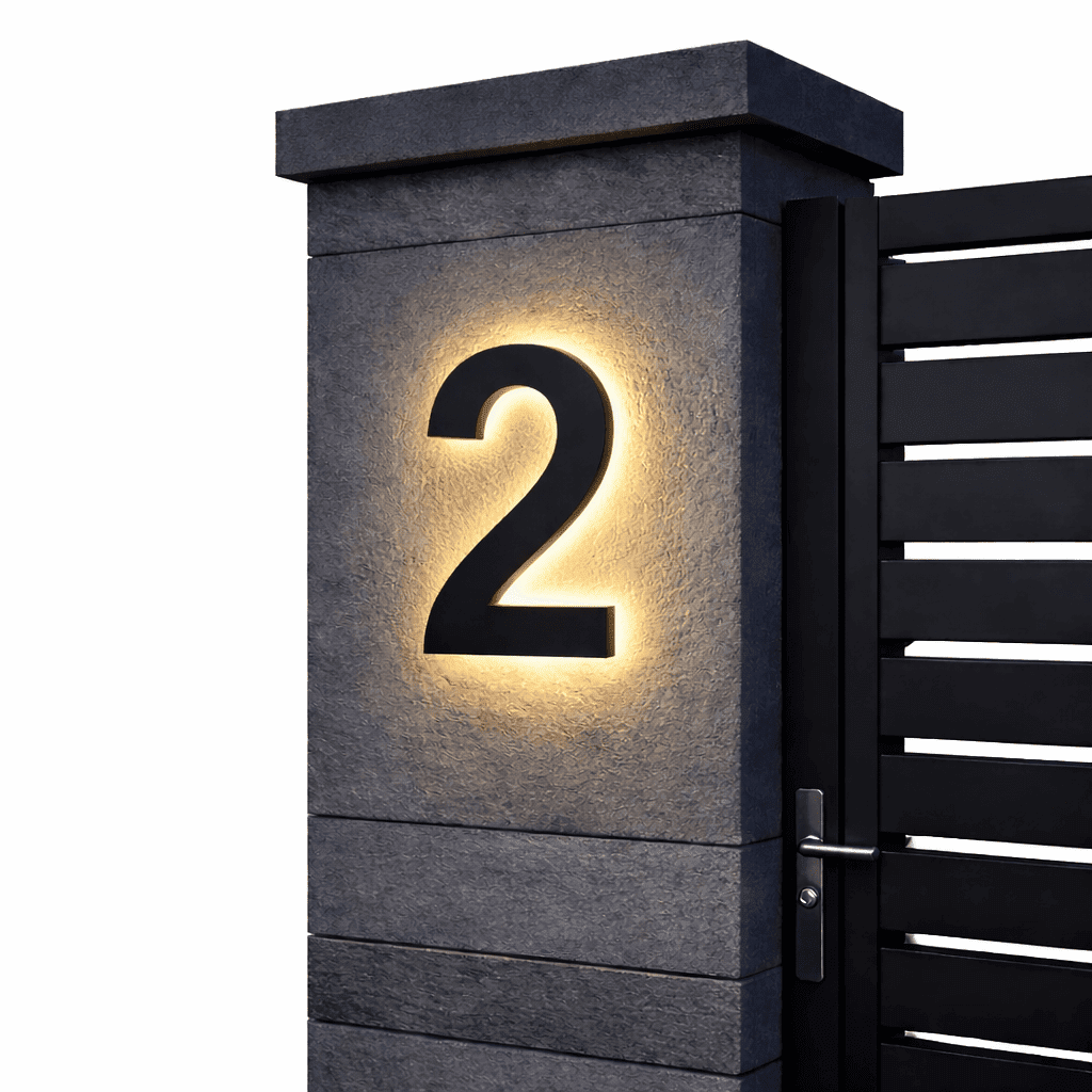 Illuminated Stainless Steel House Numbers for Modern Facades – LED Wall Lighting with IP68 Waterproof Protection & Energy-Efficient Lighting | Sansoti