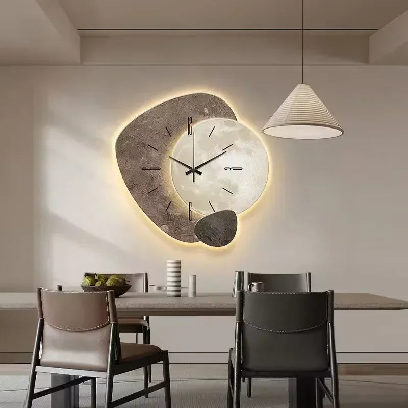 Wooden Wall Clock Organic Shape 35×35 cm Silent Movement Decorative Wall Object | Sansoti