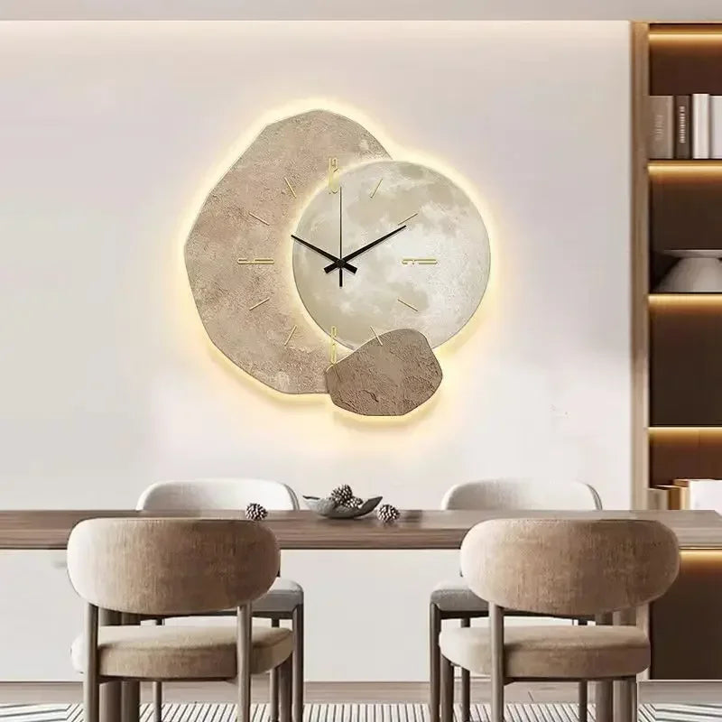 Wooden Wall Clock Organic Shape 35×35 cm Silent Movement Decorative Wall Object | Sansoti