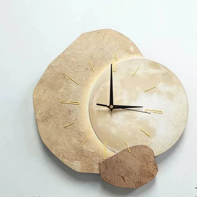 Wooden Wall Clock Organic Shape 35×35 cm Silent Movement Decorative Wall Object | Sansoti