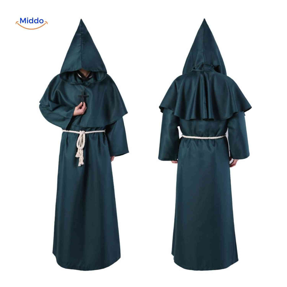 Mittelalterliches Mönchsgewand mit Kapuze, Unisex-Kostüm für Themenpartys, Halloween, Cosplay und Karneval | Sansoti
